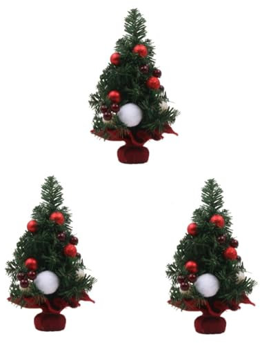 JQQJZLC 3 Stück Mini-Weihnachtsbaum, Weihnachts-Sisalbaum, Schaukasten, Weihnachtsbaum, künstlicher Weihnachtsbaum, Kiefernbaummodell, kleine winterliche Kiefer, Tisch-Bonsai-Baum, Retro-Dekor,