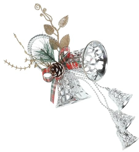 GAROZATION Weihnachtsglocken Anhänger Silber Hängend Weihnachtsbaum Schmuck Festliche Deko Indoor Outdoor Tannenbaum Aufhängen Xmas Glocke Ornament Weihnachtsdeko
