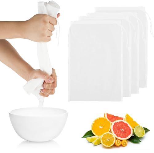 4 PCS Cheese Cloths for Straining, 30x20cm Nylon Nut Milk Bag Strainer Reusable Cheese Cloth Craft Nutmilk Mesh Bag, Fine Mesh Food Filter Bags for Cooking, Baking, Juicing, Cheese Making
