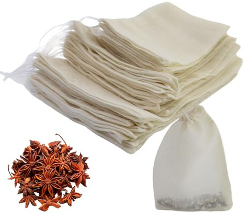 36 sacchetti portaspezie per cucinare, sacchetti in cotone naturale, ecologici e riutilizzabili, 3 diverse misure per tè, caffè, filtri, spezie