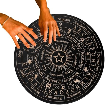 Tablero De Péndulo Radiestesia - Tableros De Mensajes De Planchette Metafísico De Madera con Letras - Tablero Ouija Adivinación Espíritu Decoraciones Juego para Principiantes