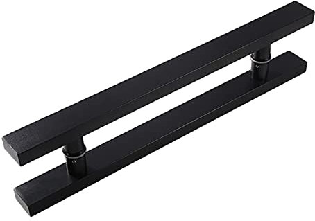 Poignée de porte coulissante noire avec finition polie et bouton de porte en verre de rechange pour cabine de douche avec barre porte-serviette 400 mm
