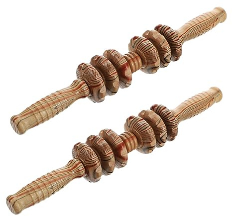 Holibanna 2stücke Holz-roller Bauch Rückenmassagegerät Muskelentspannung Fördert Blutzirkulation Glatte Kanten Für Angenehme Anwendung Kabinettmassage Für Hause in Khaki