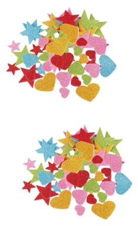 STOBOK 2 Sätze Fünf-punkte-sternlove-aufkleber Rosa Form Glitzersternaufkleber Schaum Für Wanddeko Selber Machen Wandtattoo Kindergartenaufkleber Zufällige Farbe 100 Stück * 2