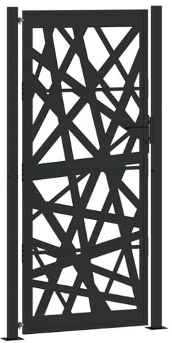 Portail de jardin noir 105 x 205 cm en acier avec design lumineux - Portail durable et élégant pour jardin et allée - Brise-vue et sécurité parfaits