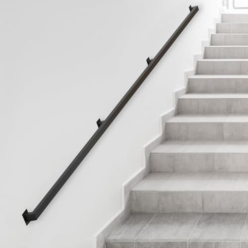 Junvstor Pasamanos de Metal, pasamanos Antideslizantes para escaleras de 30 a 6 m, Barra de Apoyo de Pared sin barreras para casa, jardín, Pasillo, Loft, guardería, barandilla, terraza, etc.(90cm)