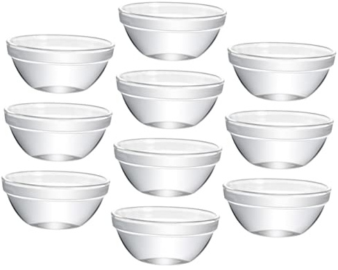 HOODANCOS 10 Pièces Lot de Bols Verre Transparent Grand Format Bols Saladier Multifonctions pour Desserts Salades et Service Résistants et Faciles à pour Usage Domestique et