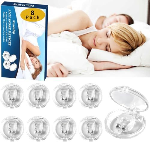 Anti Snoring Devices, 8 Pack Magnetic Anti Snore Nose Clips Nasal Dilators Reusable, Snore Stopper Snoring Relief for Men/Women Removal of Noise While Sleeping (White-8)