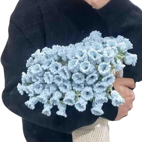 XINYIN Manta hecha a mano con diseño de ramo de flores románticas, manta ligera de ganchillo para decoración del hogar y uso al aire libre, manta de dormitorio de 43 x 43 pulgadas