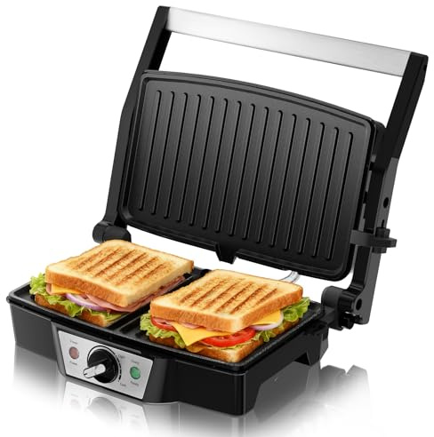 SUPERLEX Kontaktgrill Elektrogrill Tischgrill 1500W Sandwichmaker Kompakt
