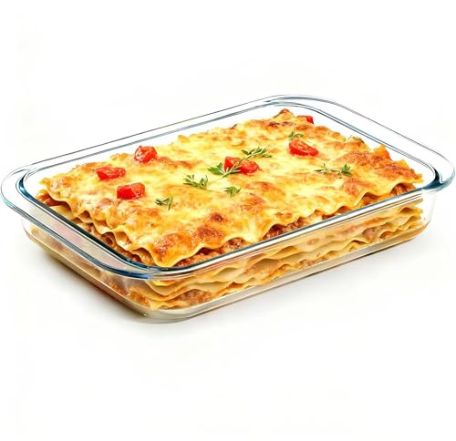 Aphorya 1.0 L Lasagne Auflaufform aus Borosilikatglas, Rechteckig und Ofenfest, Ideal für Airfryer Backofen Mikrowelle und Geschirrspüler