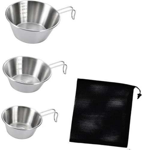 Tubayia Juego de 3 cuencos de camping de acero inoxidable 304, resistente vajilla para camping, cocina, viajes, barbacoa, senderismo