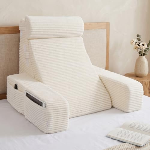 Vekkia 21 Reading Pillow for Adults with Armrests and Adjustable Backrest