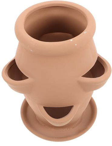 Alasum Terracotta Strawberry Planter 6-pocket Tower Pot for Strawberries, Orchids and Succulents, Lightweight Decorative Planter Pot for Gardens and Home Interiors