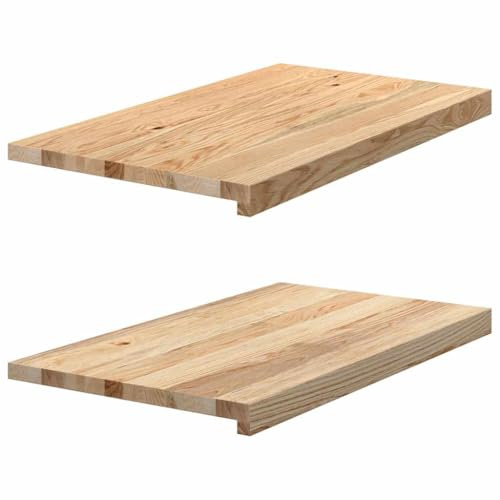 2 davanzali non trattati, 70 x 40 x 2 cm, legno massello di rovere naturale, davanzale in legno massello non trattato