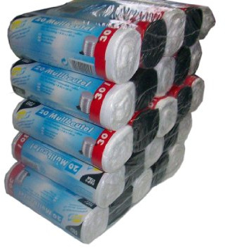 Papstar 12095 Müllbeutel, HDPE 30 L, 60 x 50 cm, 1 Karton (5 Vorteilspacks á 5 Rollen mit jew. 20 Müllbeuteln), farbig sortiert (500 Müllbeutel)