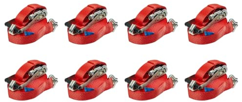 8X LOADCARE Spanngurt 9m Zurrgurt mit Ratsche 5000 Kg 2500 daN rot Ratschengurt Zurrband Haken Ladungssicherung Transporter Anhänger LKW PKW