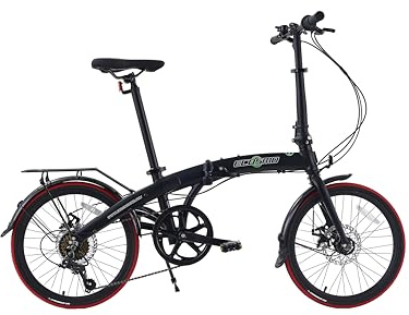 ECOSMO 20 Lightweight Alloy Folding City Bike Bicycle, full disc brakes Small foldup size so fits most car boots easily, 7 Gears,11.5kg - 20AF09BL