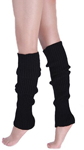 Ewanda store Damen 1 Ewandastore Candy Color 80er Winter Beinstulpen Gestrickte Wolle Häkeln Lange Stiefel Socken Schwarz, Einheitsgröße