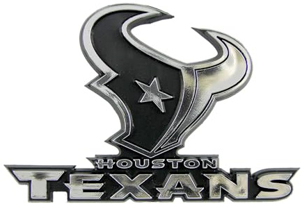 FANMATS 60289 NFL - Houston Texans Molded Chrome Emblem | Chrome | 3.25” x 3.25 | Bull Head Primary Logo & Wordmark