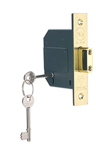 Yale British Standard 5 Lever Mortice Deadlock, High Security, Visi Pack, Suitable for External Doors, Brass Finish, 2.5 Inch/64 mm
