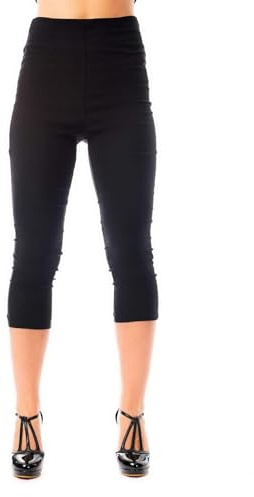 Ro Rox Ella Années 50 Vintage Retro Pinup Pantalon Capri 3/4 Trois-Quarts - Noir (4XL)