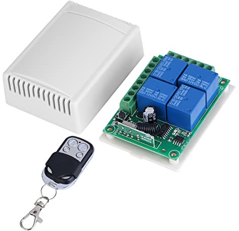 433MHz Interruttore di Telecomando Senza Fili Universale DC12V 4CH Relè Interruttori di Telecomando Senza Fili per Luci Ventilatore a Soffitto Apriporta per Garage Cancello Auto