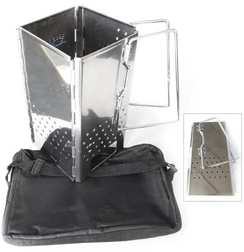 Barbecue BBQ accenditore carbonella acciaio inox pesante RIPIEGABILE ciminiera starter