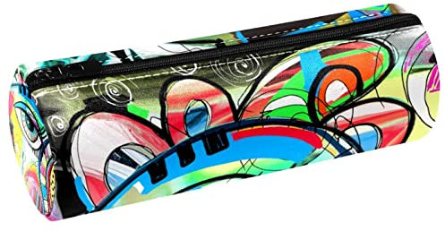 Doodle Bird Digital Painting Pattern Leather Barrel Pen Pencil Case Coin Purse Kosmetik Make-up Tasche für Student Schreibwaren Schule Büro Aufbewahrung