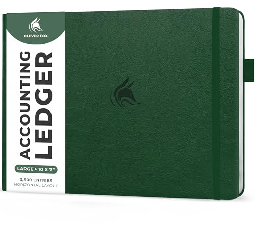 Clever Fox Accounting Ledger Book Horizontal – Columnar Journal & Money Expense Log for Small Business & Personal Bookkeeping,10x7″ (Dark Green)