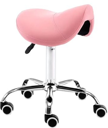 Sadelpall Ergonomisk Sadelstol Rullande Sadelpall Med Hjul Justerbar Hydraulisk Pall Med Hjul Lämplig For Kontor, Sminkstudior (Color : Pink)