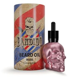 Bandido Bart Öl für die tägliche Bartpflege von 3-Tage-Bart oder Vollbart | Beard Oil als Geschenk für Männer | 40ml mit Pipette Spender | Totenkopf Design | Barber-shop Bart-Serum | (Rose)