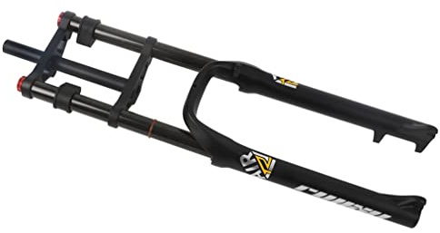 RUJIXU Fatbike-Gabel 26 Zoll Fahrrad Federgabel Federweg 140mm Schnee/Strand/E-Bike/Mountainbike Luft Gabel 4,0 Reifen 1-1/8 Doppelte Schulter Dämpfungseinstellung Scheibenbremse QR