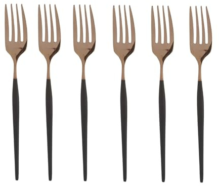 Lot de 6 fourchettes noir et rose doré Luxy