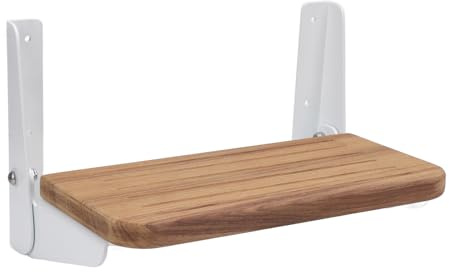 Folding Teak Footrest, Aluminum Alloy Bracket Wall Mounted Fold Up Bathroom Stool Seating Chair Multifunctional Bench Seat, Foldable Step for Boat Helm, Space Saving 12.01 X 6.22in