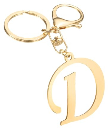 QUARKZMAN Mignon Porte-Clés Initiale En Or, Porte-Clés En Acier Inoxydable Lettre D Alphabet A-Z Anneaux De Clé Pour Femmes Sac À Main Sac Charm Cadeau individualisé