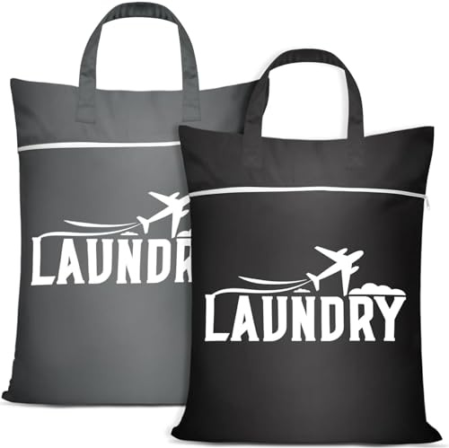 2 Pièces Sac à linge de voyage avec fermeture éclair, grand sac à linge de voyage,sac à linge étanche, sac à vêtements sales pour les voyages, Wet Dry Bag Pour Fitness, Natation, Camping(Noir + Gris)