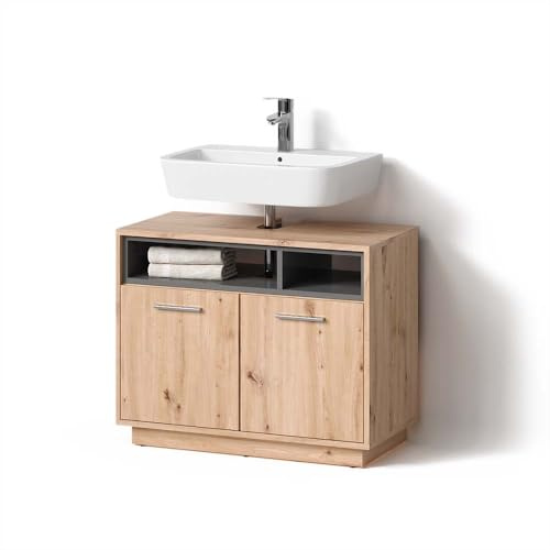 Livinity Waschbeckenunterschrank Temo, Artisan Eiche/Anthrazit, 80 x 64 cm