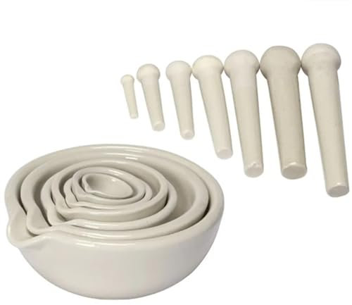 Set di mortaio e pestello in porcellana da 1 pezzo for schiacciare e macinare specie di erbe o altre sostanze morbide, strumenti utili for il laboratorio o la farmacia Mortaio e Pestello Compatto(130m
