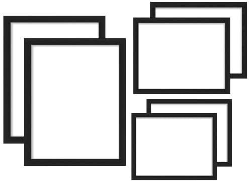 Kellegour 6 pcs Marcos de Fotos,Marco de Fotos Negro,Portafotos de Madera Minimalistas Clásicos 3 Tamaños,Posición en Vertical u Horizontal,para Rompecabezas,Fotos,Dibujos Infantiles,Imágenes,Pósters