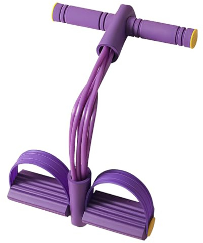 YOFDAL 1 PCS Fascia di resistenza per pedale,fasce elastiche per allenamento,6 tubi,corda elastica con pedale,attrezzatura per esercizi per sedersi,attrezzatura per esercizi per uso domestico(Viola)