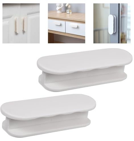 2 Piezas Manija de Puerta Autoadhesiva de plástico, Pomos para Puerta de Balcón, para Tirador de Armario para Muebles, Puerta Corredera, Mango Sin Perforaciones, Ventanas, Puertas de Cristal, Cajones