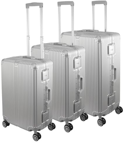 Laroqx FusionShell Aluminiumrahmen Hartschalen Kofferset 3-teilig | Formstabil, TSA Zahlenschloss, 360 Grad Doppelrollen, Teleskopgriff ,57 68 77 CM, 43L 65L 110L