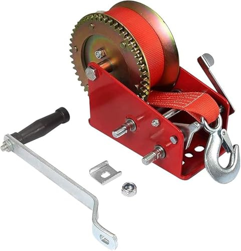 Verricello manuale con capacità di carico di 1587,6 kg, verricello per rimorchio marino resistente con cinghia da 10 m, palmare per barche e rimorchi