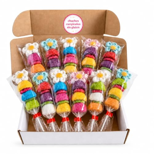 12 Brochetas De Chuches Sin Gluten Regalo Original Infantil Fiesta Cumpleaños Comunión Boda Detalle Para Niñas Adolescentes Madres Abuelas Sorpresa Colorida Dulce Idea Creativa