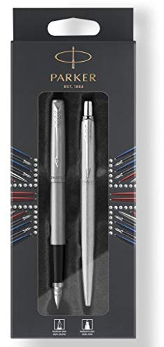 Parker DuoSet Jotter 2046254 Fountain Pen and Ballpoint Pen M Blister Pack Stainless Steel