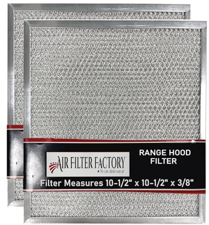 Air Filter Factory 10-1/2 X 10-1/2 X 3/8 Inches Range Hood Aluminum Grease Filter 2-Pack