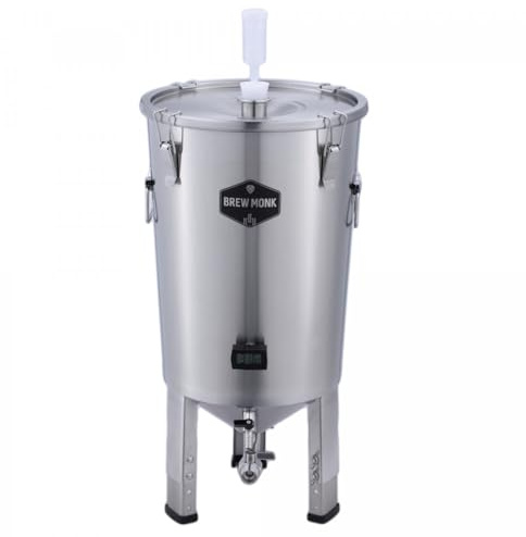 Brew Monk™ Edelstahl-Gärbehälter 30 l für Bier oder Wein zur Vergärung im konischen Gärbehälter * Heimbrauerei Hobbybrauer * Edelstahltank mit Auslauf - stapelbar -Hefeernten