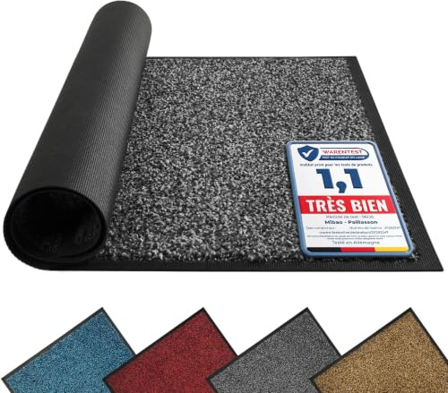 Mibao Türmatte für den Außenbereich, 90 x 120 cm, schwarz grau, saugfähig, für den Innen- und Außenbereich, wasserdichte und waschbare Fußmatte, Eingangsmatte für den Innenbereich | Schmutzfangmatte 90x120cm - extrem rutschfeste Fussmatte innen & aussen - Türmatte für die Haustür, auch outdoor