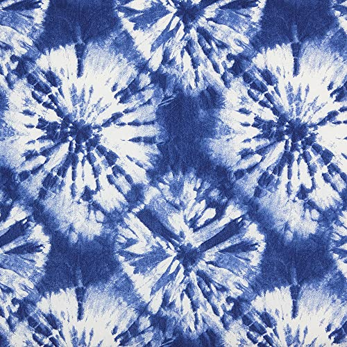 Kt KILOtela - Tryckt dukduk, Dekoration, Kuddar, Klädsel, 100 cm Lång x 280 cm Bredd | Indigo Tie-Dye - Blå ─ 1 meter